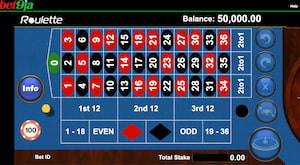Roulette Table Game Classic Bet9ja Casino